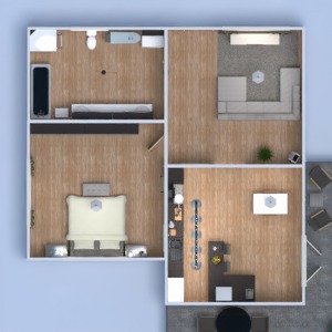 floorplans appartement meubles salle de bains chambre à coucher salon cuisine extérieur 3d