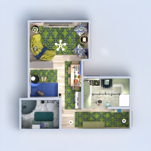planos apartamento decoración cocina 3d