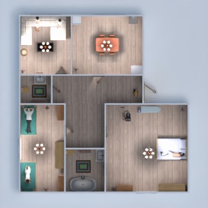 planos apartamento casa cuarto de baño dormitorio 3d