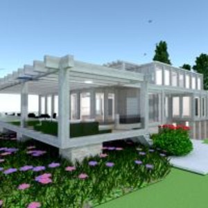 planos casa terraza paisaje arquitectura 3d