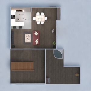 planos apartamento dormitorio salón estudio descansillo 3d
