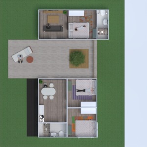 floorplans maison terrasse salle de bains chambre à coucher salon 3d