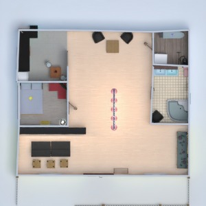 planos casa terraza cuarto de baño dormitorio cocina 3d