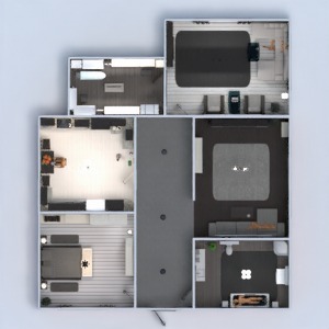 floorplans butas baldai dekoras vonia miegamasis svetainė virtuvė namų apyvoka prieškambaris 3d