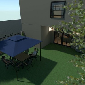 planos casa salón cocina exterior arquitectura 3d