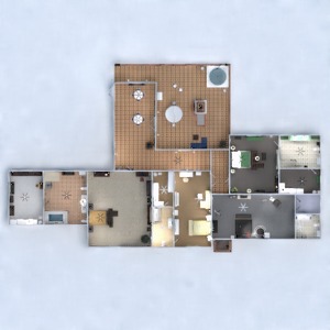 planos casa garaje cocina comedor 3d