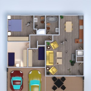 planos apartamento dormitorio cocina habitación infantil 3d