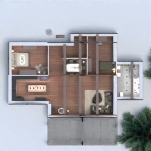 planos apartamento cuarto de baño garaje cocina exterior 3d