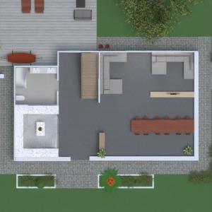 floorplans casa mobílias quarto cozinha área externa 3d
