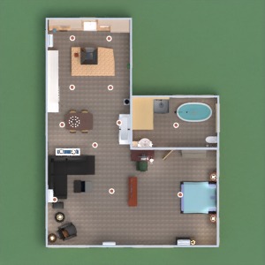 floorplans baldai vonia miegamasis svetainė studija 3d
