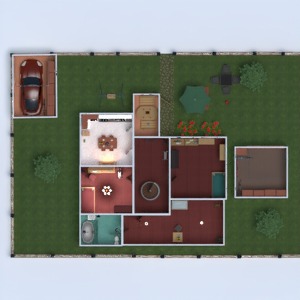 planos casa dormitorio garaje cocina exterior 3d