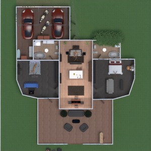 floorplans mieszkanie dom taras meble sypialnia pokój dzienny garaż na zewnątrz oświetlenie jadalnia wejście 3d