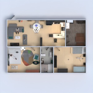 planos apartamento salón cocina 3d