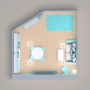 planos apartamento decoración salón cocina comedor 3d