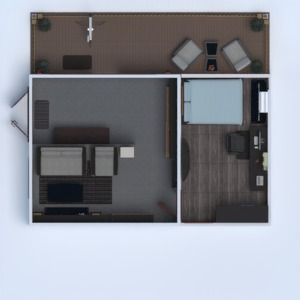 floorplans sypialnia pokój dzienny mieszkanie typu studio 3d
