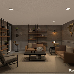 planos casa muebles decoración salón iluminación 3d