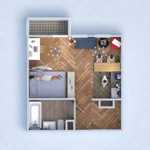 planos apartamento bricolaje dormitorio cocina estudio 3d