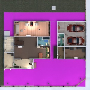 planos casa garaje exterior 3d