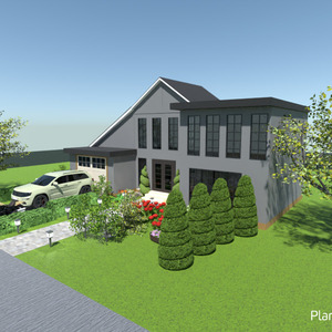 planos casa terraza garaje exterior 3d