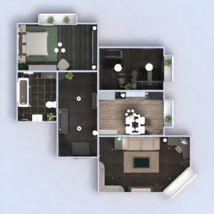 floorplans apartamento mobílias decoração banheiro quarto quarto cozinha patamar 3d