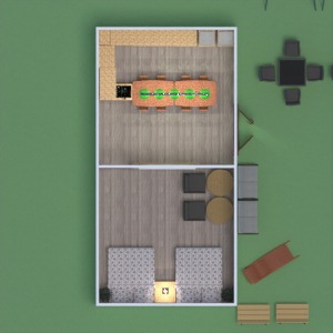 floorplans baldai miegamasis virtuvė eksterjeras valgomasis 3d