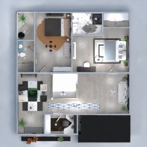 floorplans dom sypialnia pokój dzienny kuchnia 3d