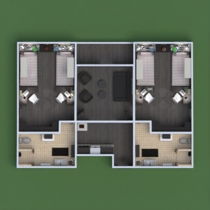 floorplans appartement meubles salle de bains chambre à coucher salon cuisine 3d