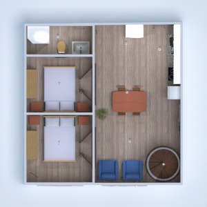 floorplans appartement meubles chambre à coucher cuisine eclairage 3d