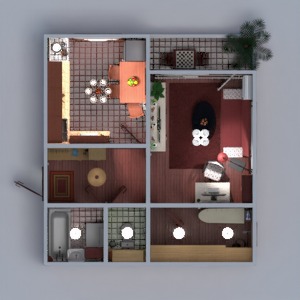 floorplans appartement meubles décoration salle de bains chambre à coucher salon cuisine entrée 3d