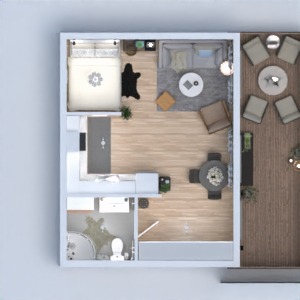 planos apartamento cuarto de baño salón cocina estudio 3d