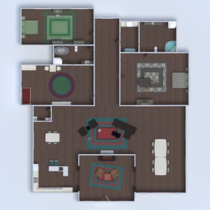 floorplans maison meubles salle de bains chambre à coucher salon cuisine salle à manger entrée 3d