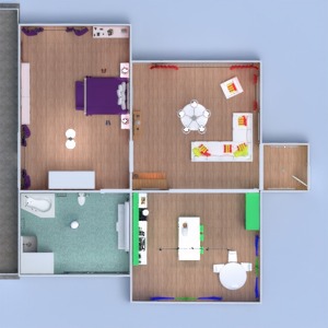 floorplans apartamento casa quarto quarto cozinha sala de jantar 3d