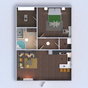 floorplans butas baldai dekoras vonia miegamasis svetainė virtuvė apšvietimas 3d