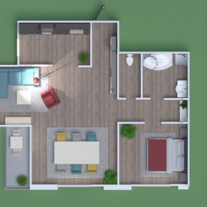 planos apartamento casa terraza muebles decoración 3d