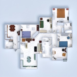 floorplans appartement chambre à coucher salon cuisine salle à manger 3d