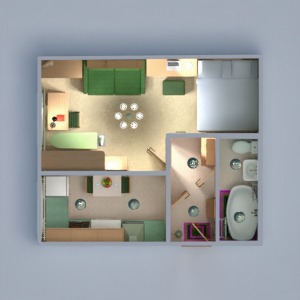 floorplans appartement meubles décoration salle de bains chambre à coucher salon cuisine eclairage maison espace de rangement entrée 3d