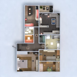 floorplans appartement meubles décoration salle de bains chambre à coucher salon cuisine chambre d'enfant eclairage maison salle à manger espace de rangement studio entrée 3d