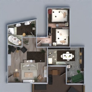 planos dormitorio salón 3d