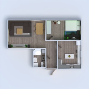 planos apartamento cuarto de baño dormitorio salón cocina 3d