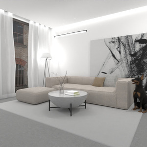planos apartamento muebles salón iluminación 3d