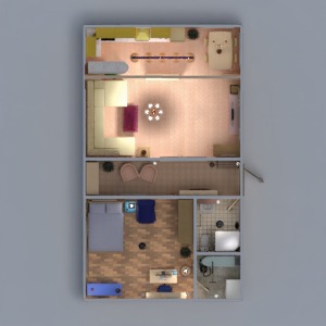 floorplans apartamento mobílias decoração banheiro quarto quarto cozinha utensílios domésticos sala de jantar estúdio patamar 3d