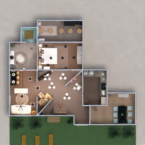 floorplans 独栋别墅 装饰 浴室 客厅 厨房 3d