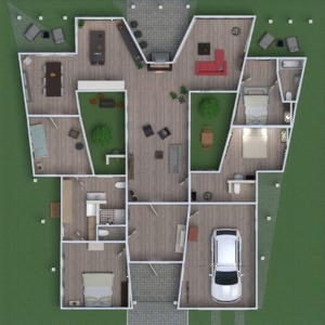 floorplans casa cozinha área externa 3d