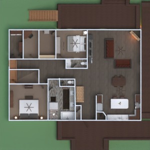 planos casa terraza cocina comedor 3d