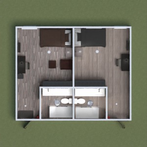 floorplans appartement salle de bains chambre à coucher 3d