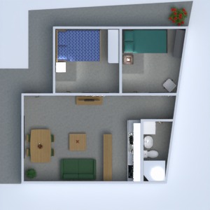planos apartamento cuarto de baño dormitorio salón cocina comedor 3d