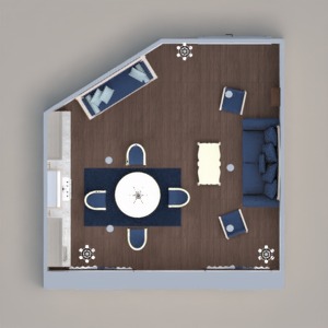 floorplans baldai svetainė virtuvė valgomasis аrchitektūra 3d