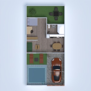 planos casa terraza garaje cocina comedor 3d