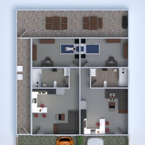 floorplans appartement terrasse chambre à coucher garage cuisine 3d