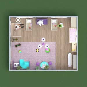 planos muebles decoración habitación infantil iluminación trastero 3d